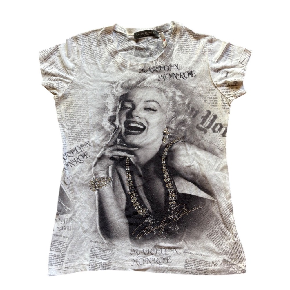 Y2K AOPMarilyn Monroe Bedazzled Banana Expression Shirt